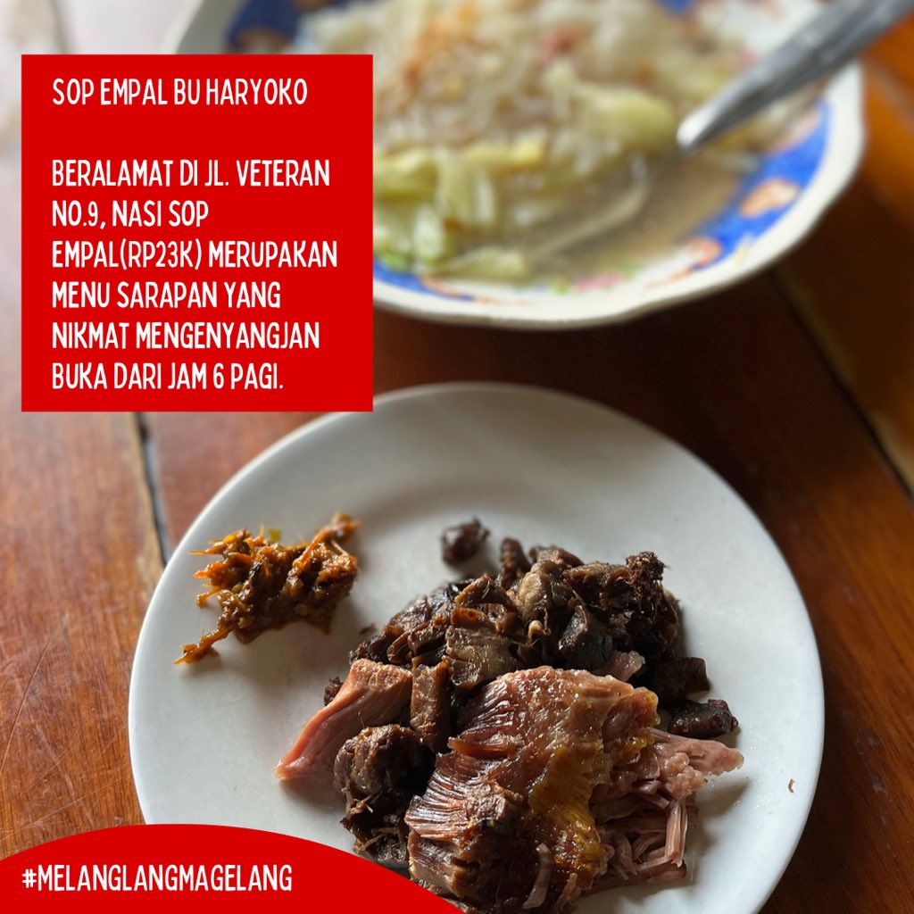 drhaltekehalte's tweet photo. Liburan kali ini, HalteMin luangkan waktu melanglang Magelang. Berangkat pagi dari Yogya untuk sarapan di Sop Empal Bu Haryoko, lalu ke Museum Diponegoro yang bersejarah dan berpemandangan cantik. Lalu beli biji kopi di Begik Roastery dan lanjut…
#MelanglangMagelang #HalteTrip https://t.co/z2HZ9vt9FH