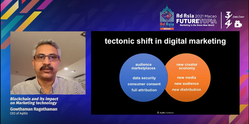 AdAsia - 'Tectonic shift is happening in the marketing ecosystem. Responsible use of #consumer data is very important facet of consumer marketing. Brands, platforms and consumers are connected through consented audiences; @GowthamanR @skswamy @rameshnarayan