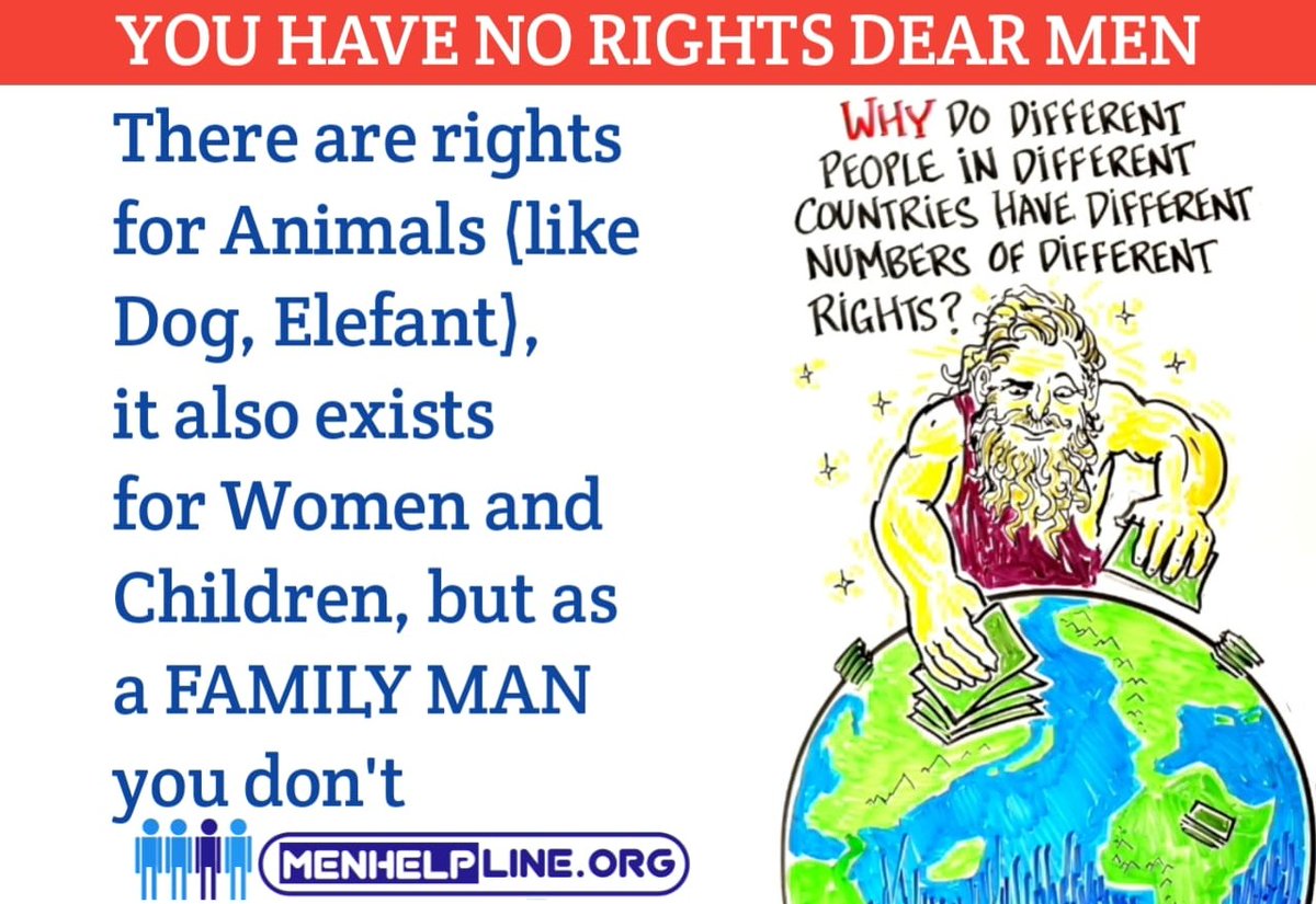menhelpline's tweet photo. Men has become forgotten gender just because they don't holds any rights and also have nothing there is system to help them.
Let's talk about #rightstomen #menarehumantoo movement, #irespectmen movement
@KirenRijiju @RajyaSabha @rashtrapatibhvn https://t.co/IFbYCNugXg
