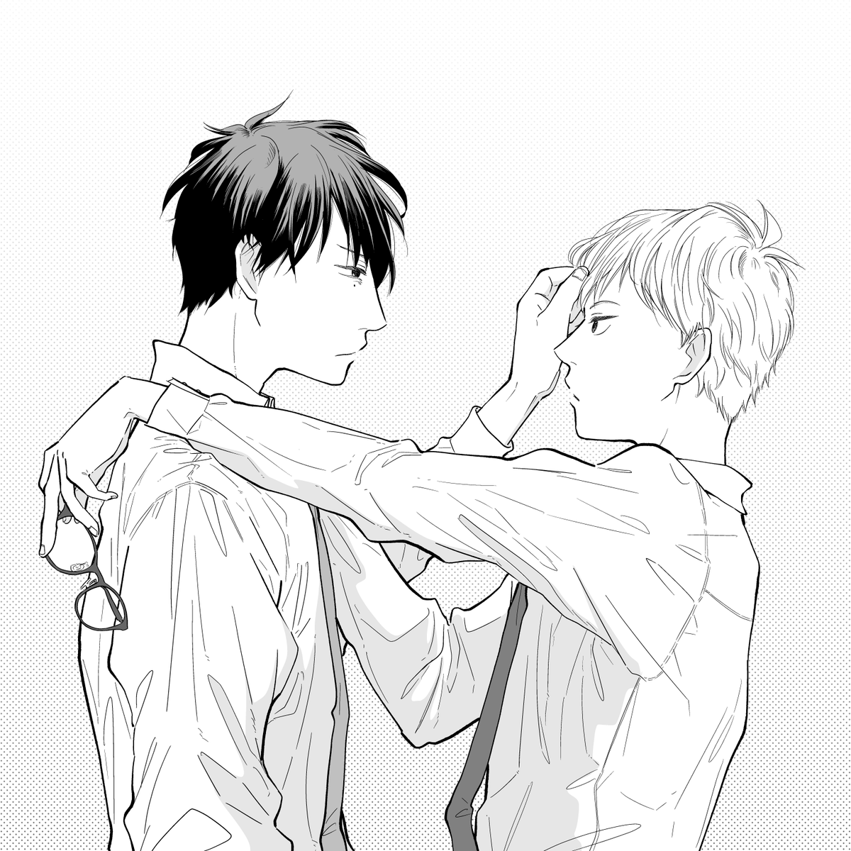 髪についたゴミ取ろうとしたらメガネ取られていつまでもゴミが取れない
#創作BL 
