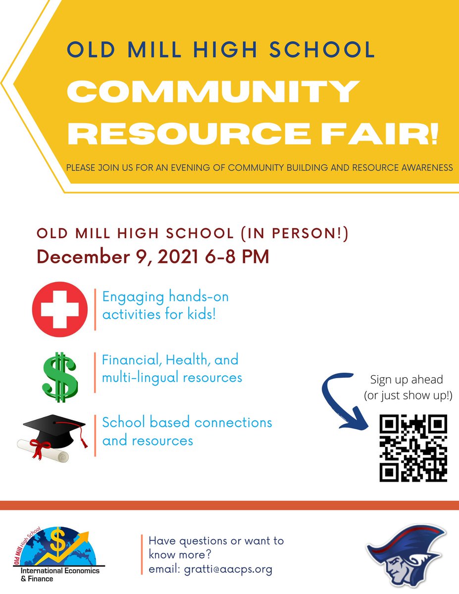 OMHSSigAACPS's tweet photo. Want to know more about @AnneArundelCC Engineering, Nursing, Architecture, or Workforce Development Programs?  Come join us on Thursday night to meet with reps from each department!  See you there 6-8 at @OldMillHSAACPS!  #wealthofknowledge @OMMNAACPS @ommsaacps https://t.co/zRlNGby4tm