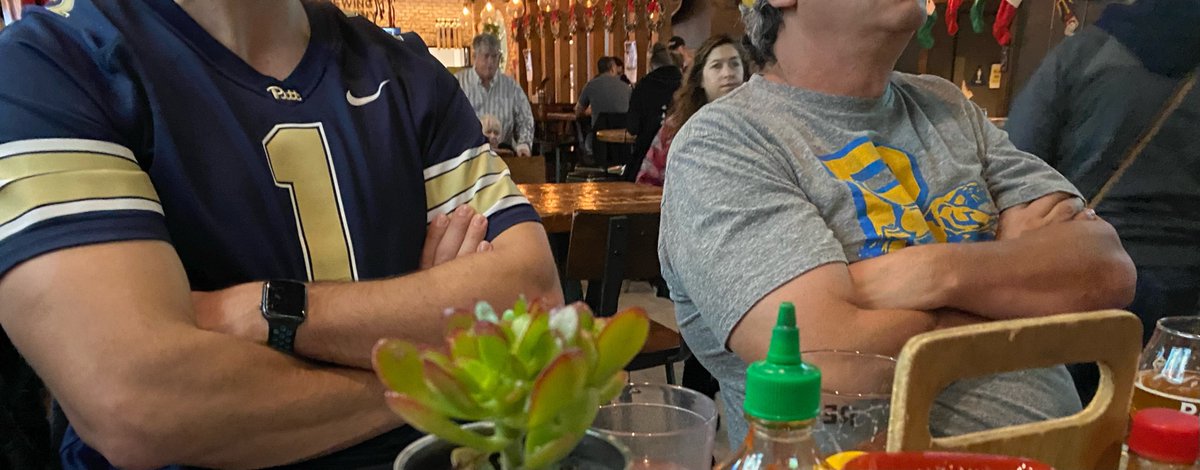 babygluckling's tweet photo. My dad and brother when Pitt plays poorly https://t.co/W80lESS1PQ