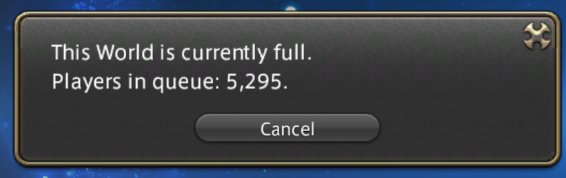 Zultrap's tweet photo. @FF_XIV_EN do not buy this game unless you want to play queue simulator, followed up by error 2002 simulator. millions of users are paying for a subscription to not be able to play. https://t.co/z7ErnVw8X9