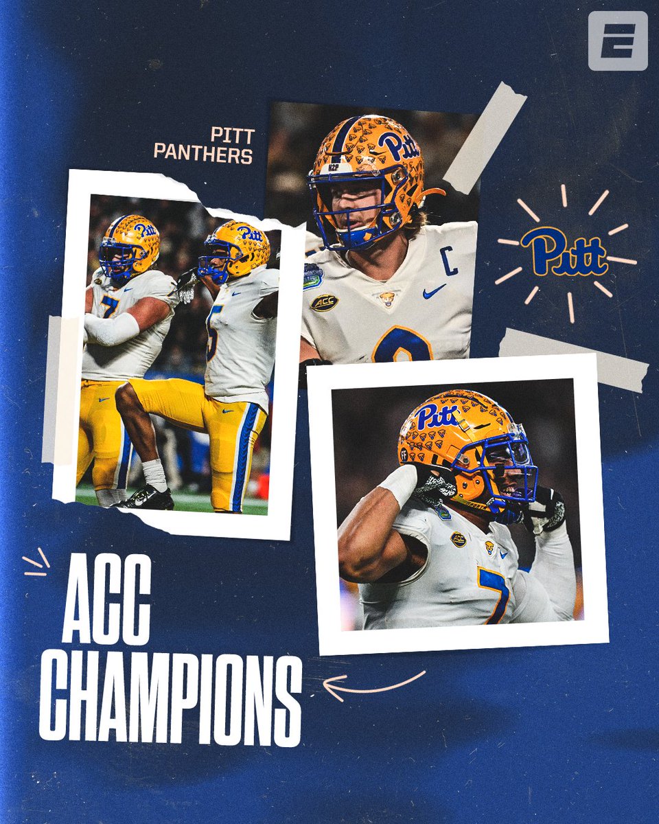 espn's tweet image. PITT WINS THE ACC CHAMPIONSHIP 🏆 

This is the Panthers’ first ACC title and first outright conference title in any league 👏