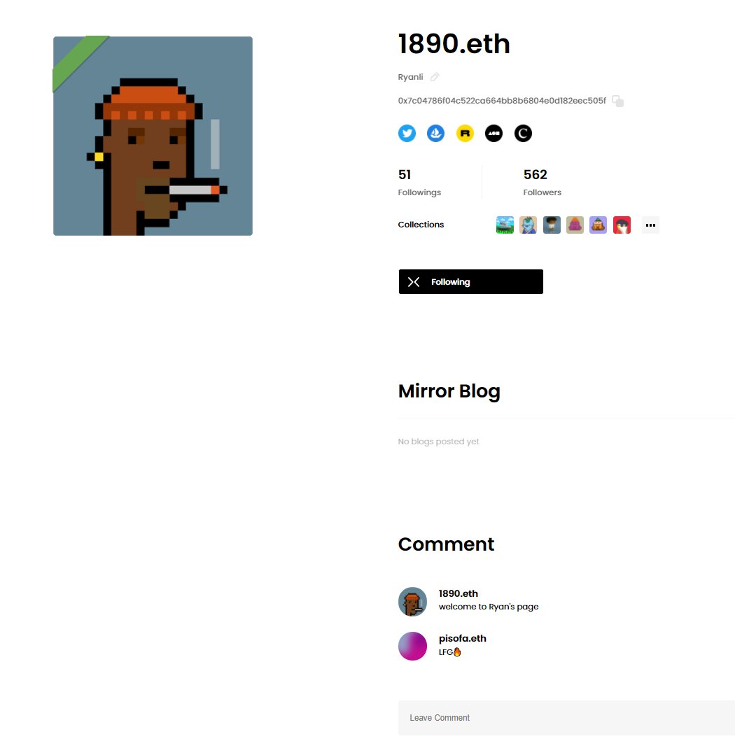 We've added some new features to our webapp!

✅ NFT Collections
✅ Built-in Mirror Support  <a href="/viamirror/">Mirror</a> 
✅ Leave a comment  <a href="/0xConvo/">Convo Space</a> 
✅ More exciting features upcoming

app.cyberconnect.me
Connect Everyone, on Web3