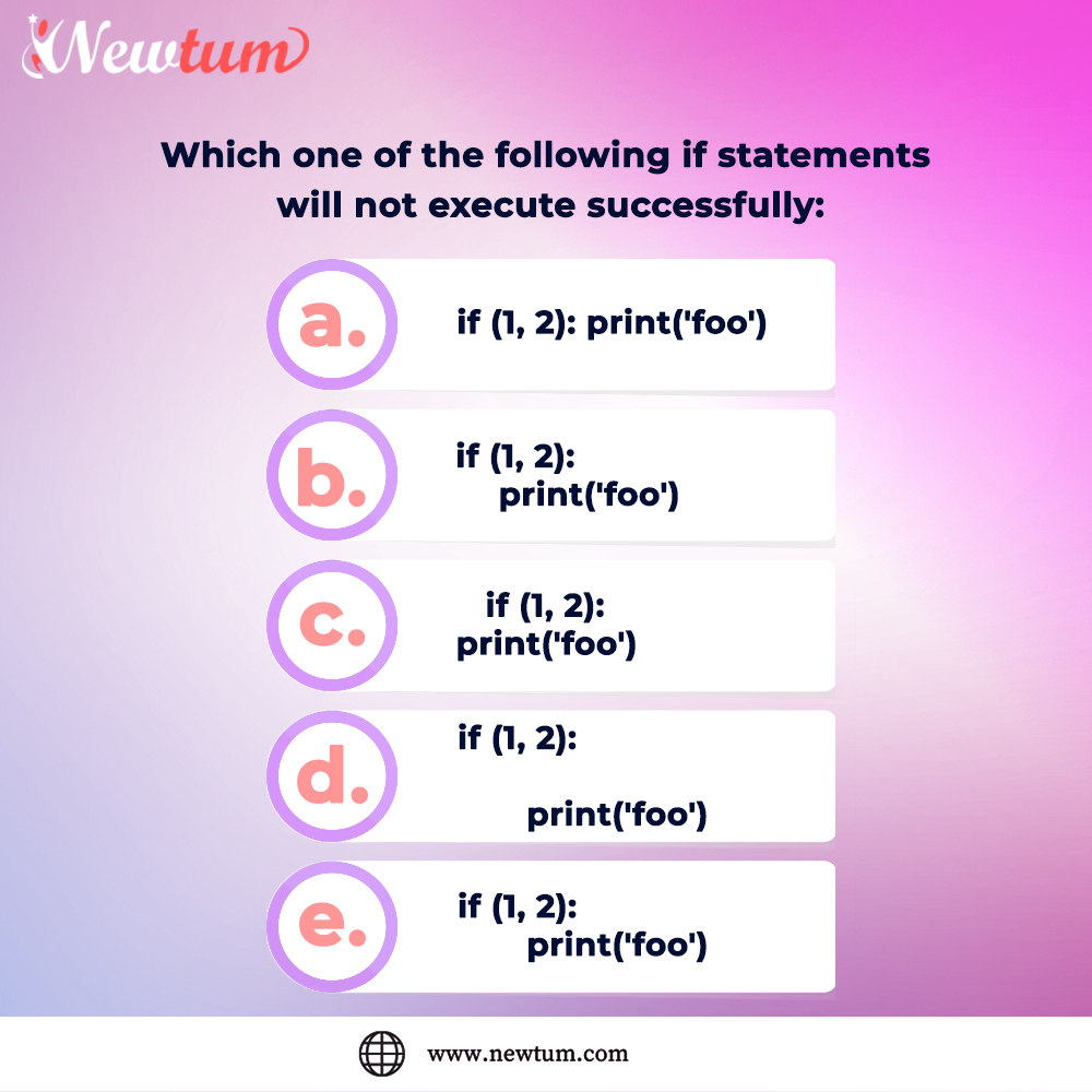 NewtumSolutions's tweet image. Tell us the answer in the comments below.
Here’s a hint if you want it: in da tent. #PythonQuizForBeginners
#newtum #python #pythoncoding #coding #pythonprogramming #pythoncode #pythonlearning #pythondeveloper #puthonprogrammer #pythonprogramminglanguage
.
.
(1)