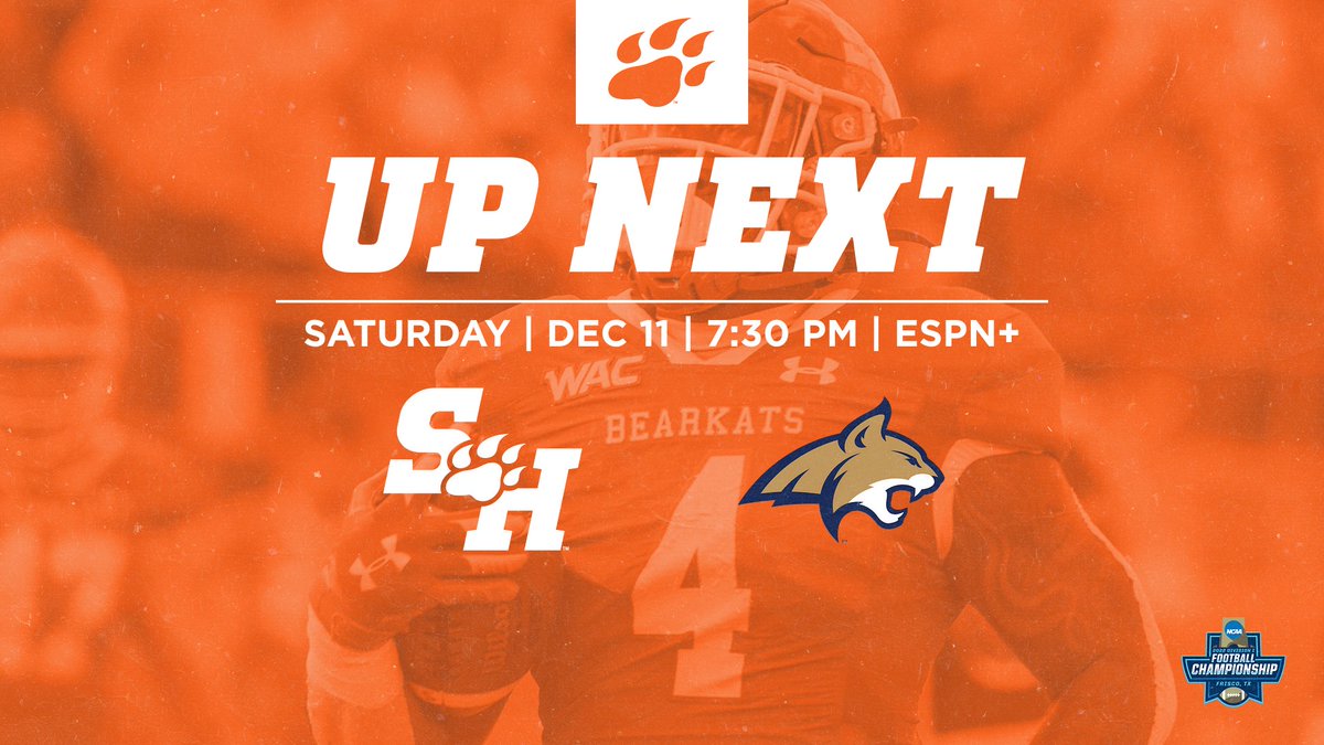 BearkatsFB's tweet photo. Date ✔️
Time ✔️
Opponent ✔️

Quarterfinal details are in and we've got Montana State coming to town for a 7:30pm game on Saturday night at Bowers! #EatEmUpKats 

🎟 https://t.co/aUwf8AkUZ5 https://t.co/txT8ug5ygX