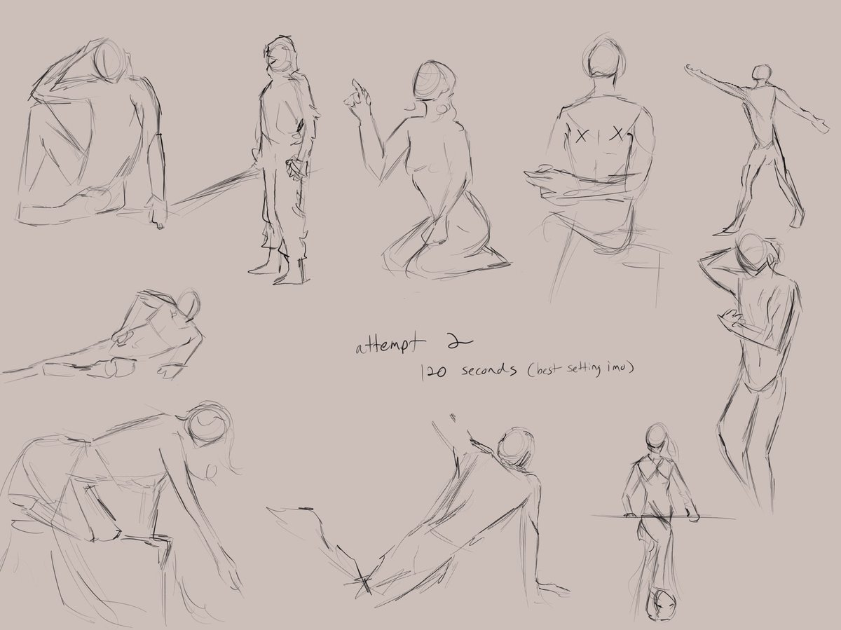 Drawing full body poses has been one of my biggest struggles for a long time, so I'm trying out the timed drawing thing (quickposes . com for anyone interested in trying it)

I think I'm going to keep it on 120 seconds and keep track of how much I improve over time! 