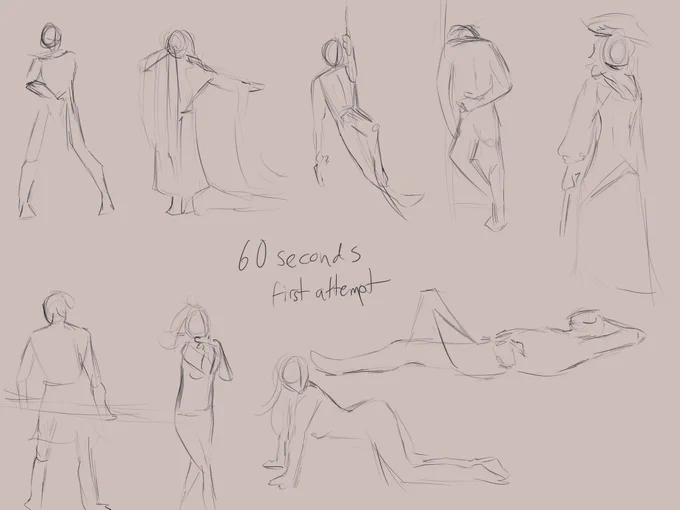 Drawing full body poses has been one of my biggest struggles for a long time, so I'm trying out the timed drawing thing (quickposes . com for anyone interested in trying it)

I think I'm going to keep it on 120 seconds and keep track of how much I improve over time! 