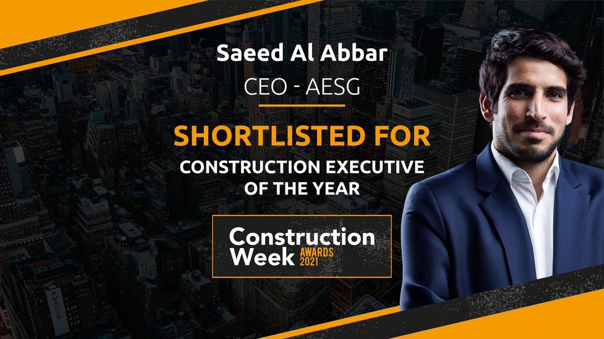 AESG_Limited's tweet photo. We’re pleased to share that our CEO Saeed Al Abbar has been shortlisted as #ConstructionExecutive of the Year alongside industry champions for the @CWMiddleEast awards. This award recognizes a leader who has demonstrated the greatest impact on the construction-related business. https://t.co/e4tWHK5hob