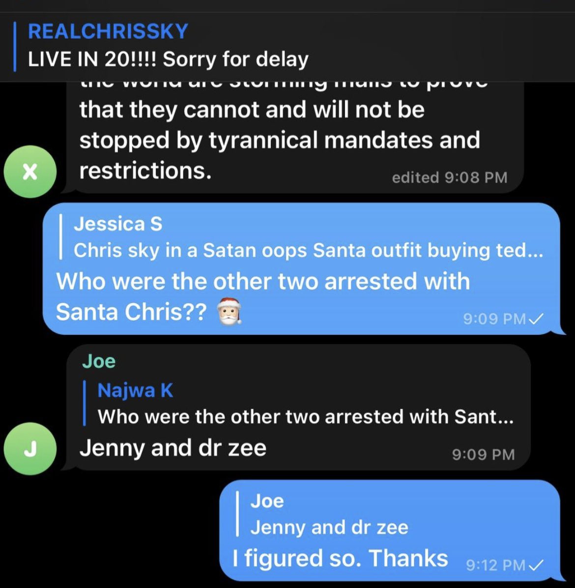 I’m hearing that the other two arrested today at WEM were Jenny Saccocia and Dr Zee/Zeeshan Ahmed.

Good. https://t.co/AWsB0kSV8z