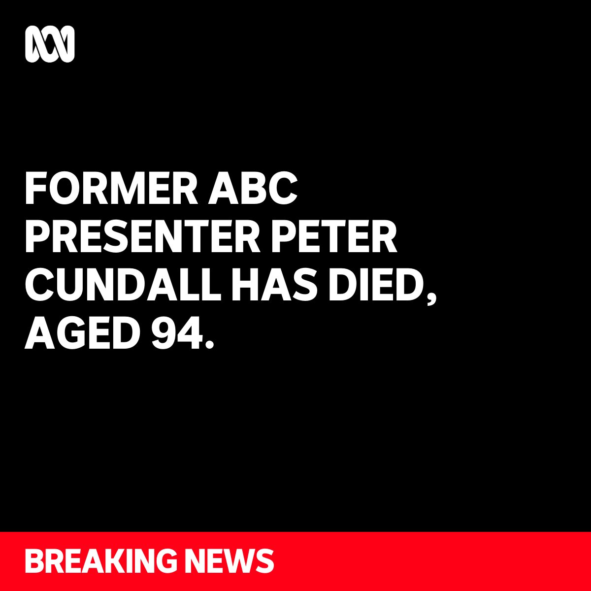 abchobart's tweet photo. #BREAKING: Former ABC presenter of Gardening Australia and well-known Tasmanian Peter Cundall has died today following a short illness. He was 94. 

Peter Cundall's family requested no photo to be used in the announcement of his death. https://t.co/1lLOrWrv8D