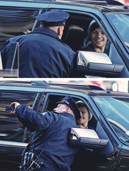 todays1dhistory's tweet photo. Today (December 5) in 2012 - Nouis get pulled over--and asked for pics--while filming for the OWOA video in New York 😋😋 https://t.co/opJMqp60YE