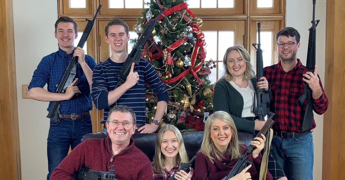 Reuters's tweet image. U.S. congressman posts family Christmas picture with guns, days after school shooting reut.rs/31zz0AL