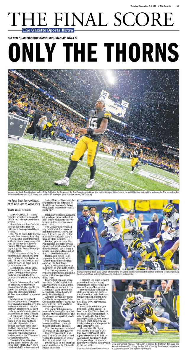 It wasn't pretty in Indy. Bowl bid up next. Check out the Green Gazette tomorrow for the report from the <a href="/GazetteOnIowa/">On Iowa Sports</a> team.
thegazette.com and click “Digital Edition” at the top of the homepage.