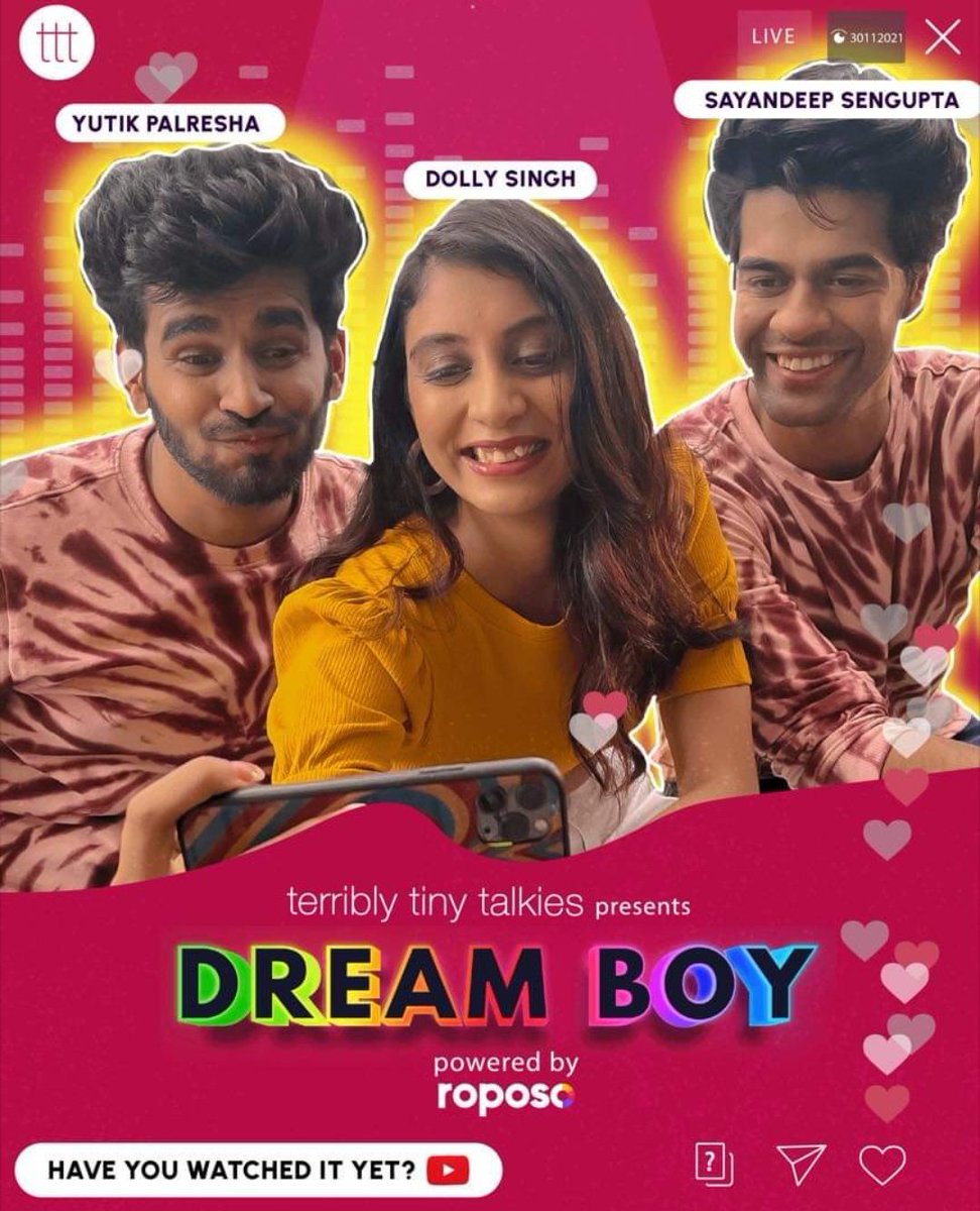 CinemaRareIN's tweet photo. Short film #DreamBoy (2021) by #KeyurShah, ft. #DollySingh @Sayandeep555 & #YutikPalresha, out now on the @terriblytiny YouTube channel.
Link: https://t.co/xpjqcvVyOD
@Sharaanya @gosaliaanuj @YashNagarkoti @AdvaitNemlekar https://t.co/l9jKqx67VO