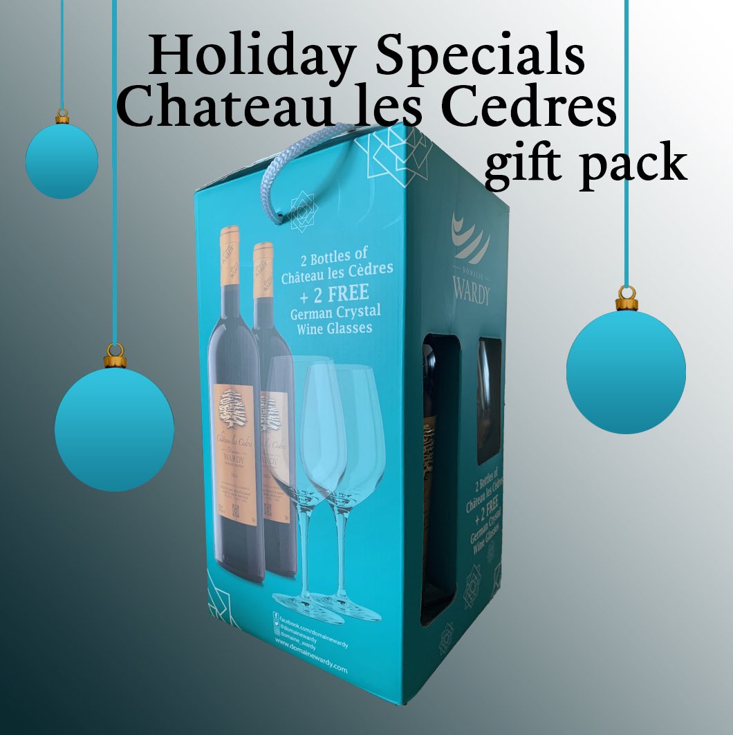 Holiday Gift Pack
.
2 x Chateau les Cedres 2015
2 x German Crystal Wine Glasses FREE

Order online and get your choice delivered straight to your home 
#domainewardy #frankfurtinternationaltrophy #londonwinecompetition #sommelierschoiceawards #mundusvini #vinarium #awcvienna