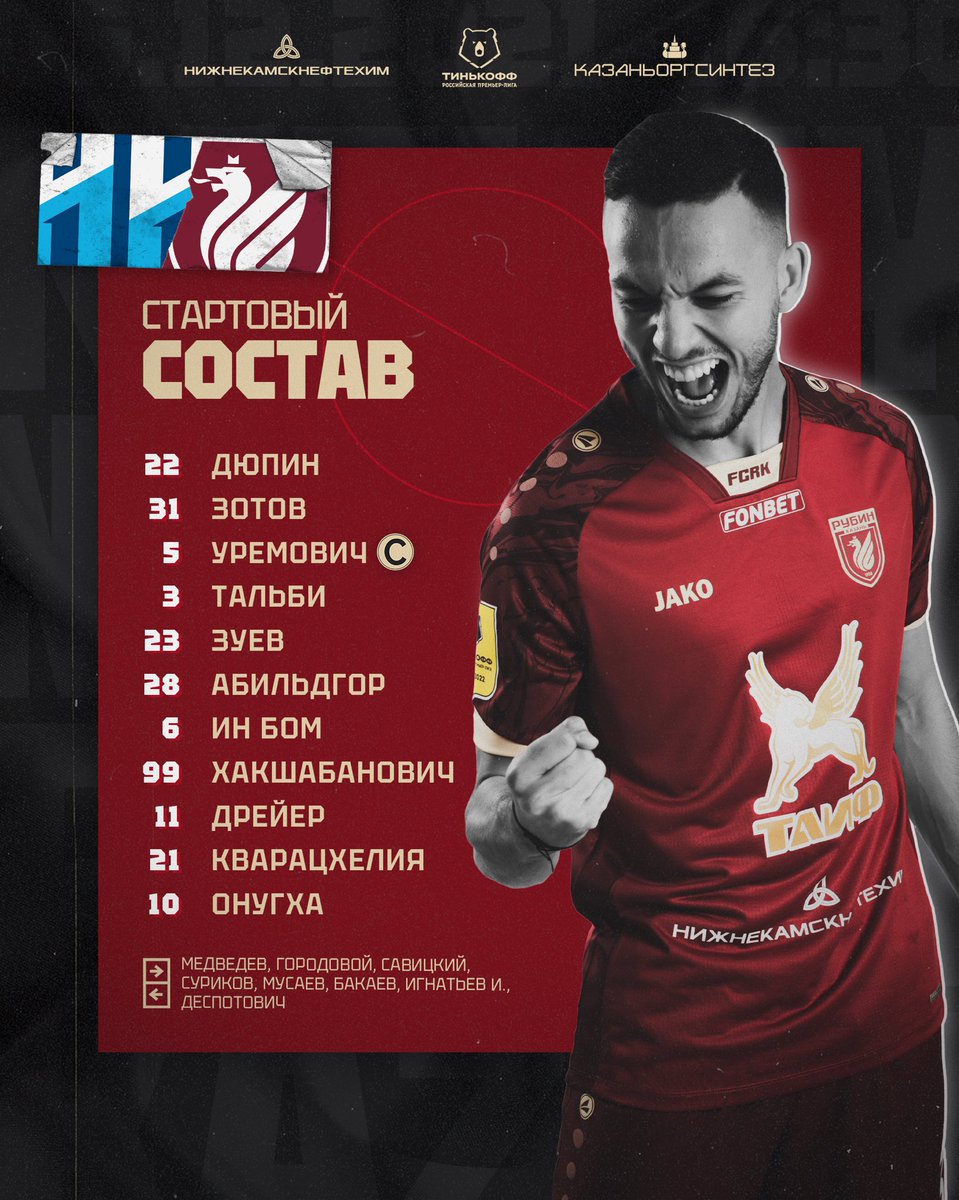 fcrk's tweet photo. Наш состав на матч #ННРубин 👀 https://t.co/3dVTcyzLIR