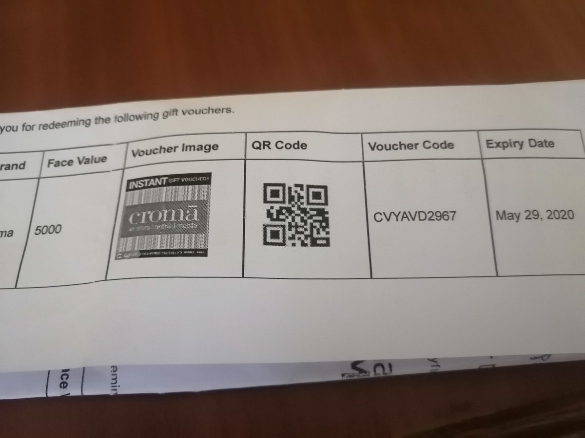 This was a voucher purchased from Indusi nd bank credit card of Croma worth 5000. Unfortunately it was not used because of lockdown and now it's not recognised. <a href="/cromaretail/">Croma</a> <a href="/IndusIndCare/">#IndusInd Customer Servicing Team</a> is there no way to activate this?