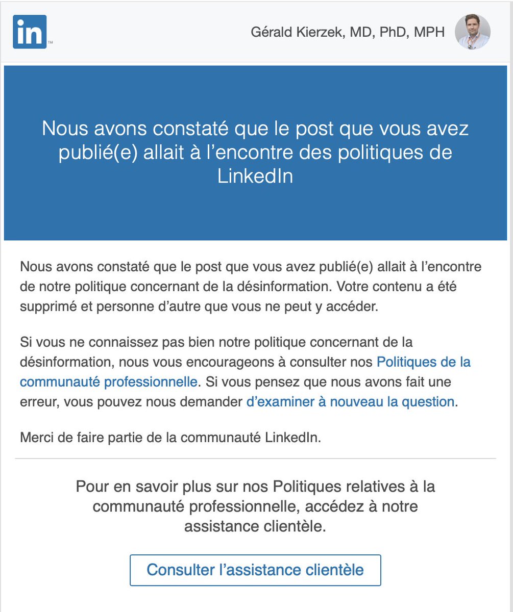 gkierzek's tweet photo. De quel droit @LinkedIn décidez-vous de supprimer ce post ? Entre la chasse louable aux fake news et désinformation à laquelle je passe aussi mon temps et atteinte à la liberté d’information, il n’y a qu’un pas….@Defenseurdroits @csaudiovisuel https://t.co/ZiFcv8YPAM