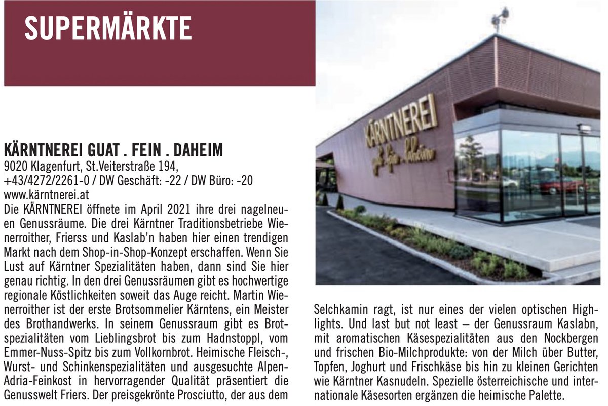 Yea! Der #genussguide findet in Kärnten, dass die #kärntnerei der schönste Supermarkt ist. Übrigens ist die #kaslabn Kärntens bestes Käsegeschäft. 
Freude und Dank geht raus!