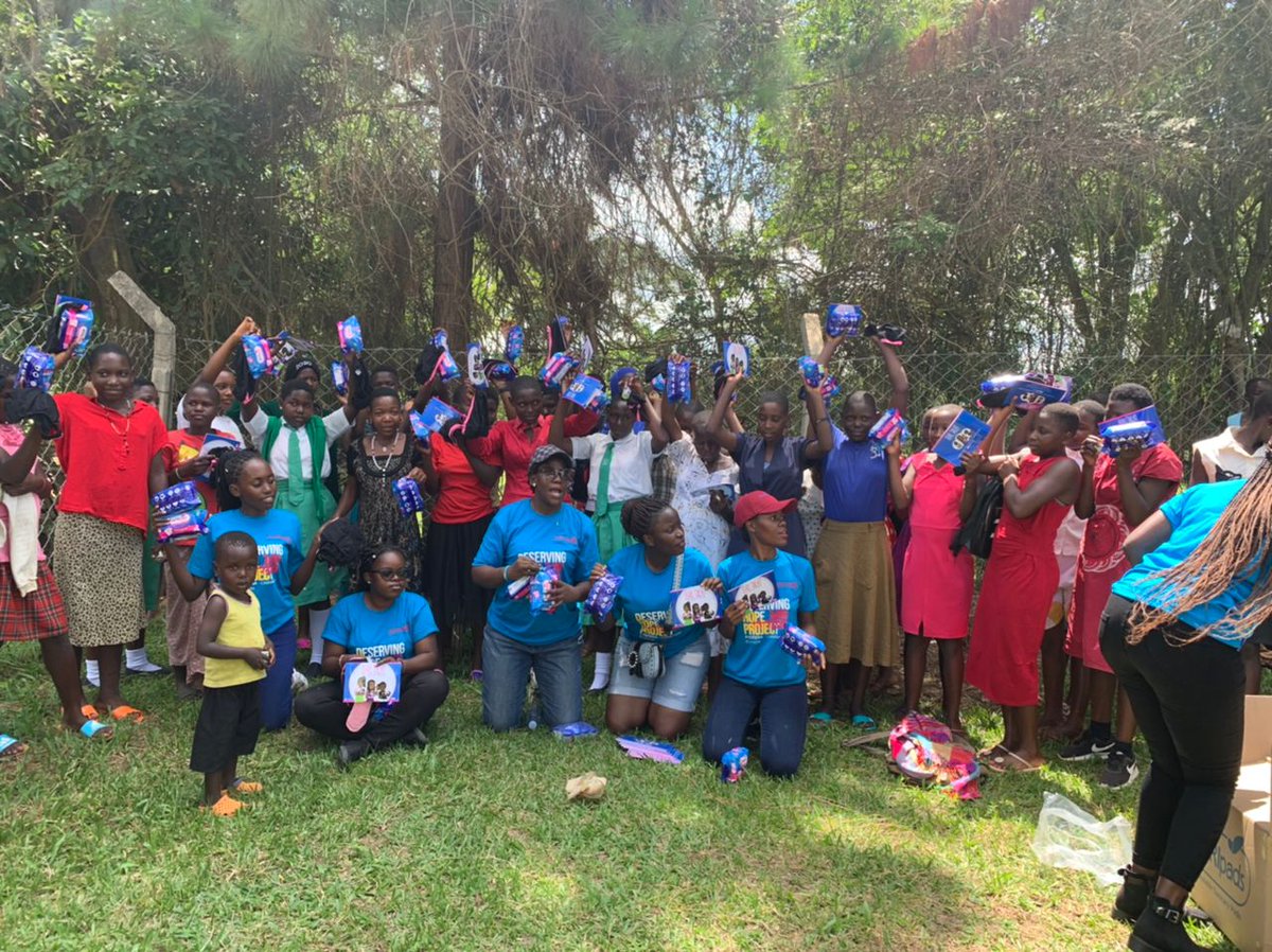 Destadia's tweet photo. Menstrual hygiene  was one of the major focus areas for this project. The club was able to donate over 100 packets to the girls and women in this community all courtesy of @AFRIpads . https://t.co/xHrbOg5gVS