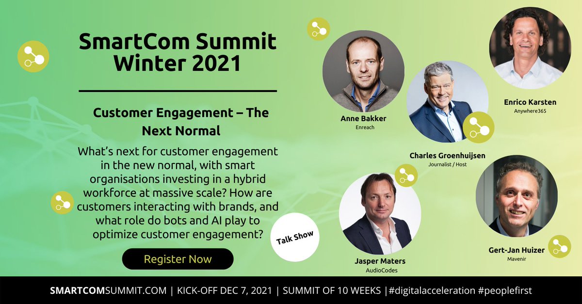 smartcomsummit's tweet photo. What's next for customer engagement? How are customers interacting with brands, and what have bots and AI to do with it?

w/ @Enreach @ANYWHERE365® @AudioCodes @Mavenir @chgroenhuijsen

#customerengagement #nextnormal #digitalacceleration #peoplefirst #smartcom https://t.co/ZJRmv9xi1e