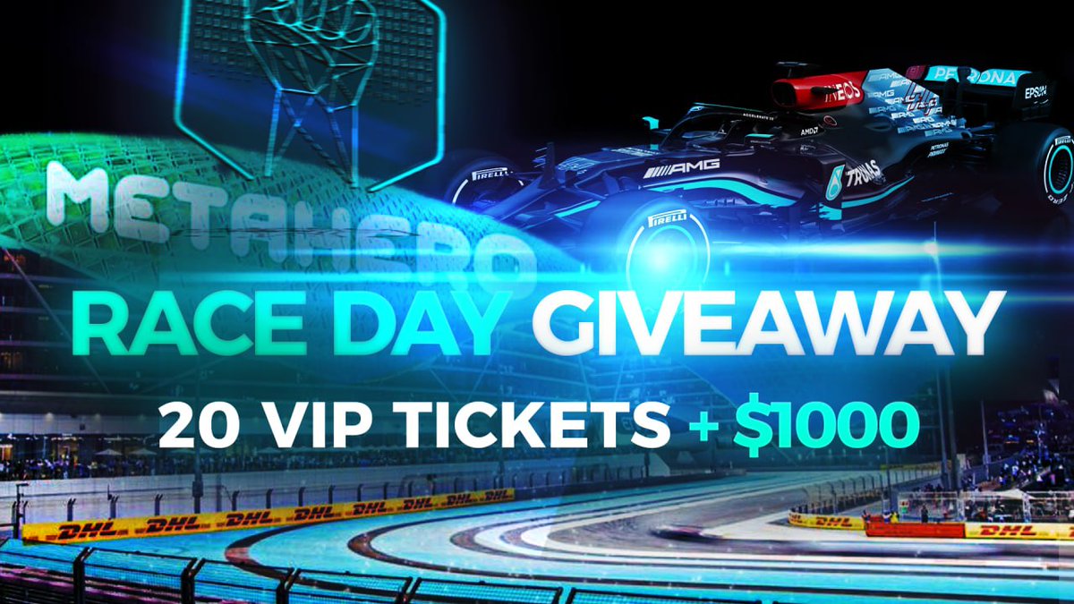 🎟 We're giving away 20 VIP trackside tickets for our race day competition.

🏆10 winners will win 2 x ticket (+ $1000 BUSD)

The rules:
1️⃣ RT this post
2️⃣ Follow 👉 @Metahero_io
3️⃣ Follow 👉 @Everdome_io

Winners to be announced in 48 hours🥇

#BeYourOwnHero