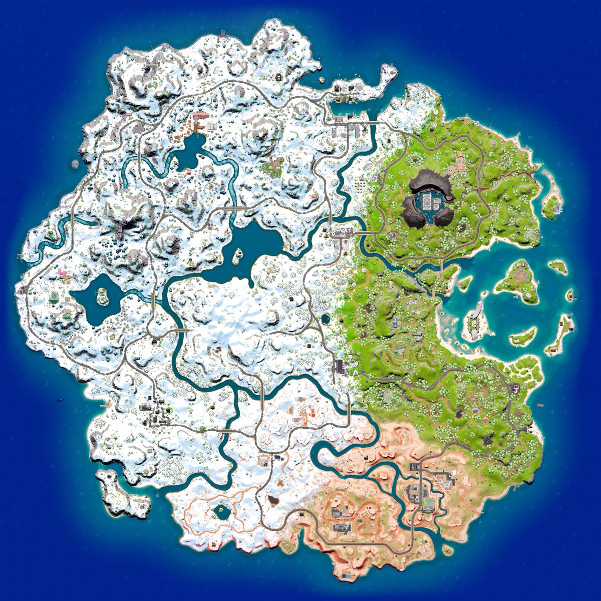 ManuelLeaksFBR's tweet photo. Este es el mapa completo del Chapter 3
#FortniteChapter3 https://t.co/eg68ncAiAO