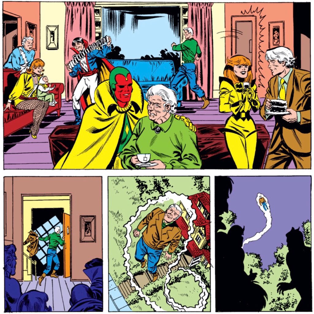 bookclubmembers's tweet photo. Next time you’re at a bad holiday dinner party…. We discuss “Vision & Scarlet Witch: The Mutant Who Came to Dinner,” on our latest episode! #bookclubmembercomics #podcast #vision #scarletwitch #steveenglehart #richardhowell #adamphillips #happythanksgivng https://t.co/qg7opZ7z3R