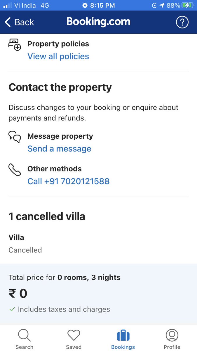 RuparelKetan's tweet photo. @bookingcom @FinMinIndia @tourismgoi @CimGOI @nsitharamanoffc @mygovindia Booking on https://t.co/lx6RXRWbxu for 3 night stay. Adv paid through bank transfer. Balance paid upon arrival incl of #GST. Property cancelled booking after stay completed. Not raising invoice. #GstFraud https://t.co/PzCvqWlYnT