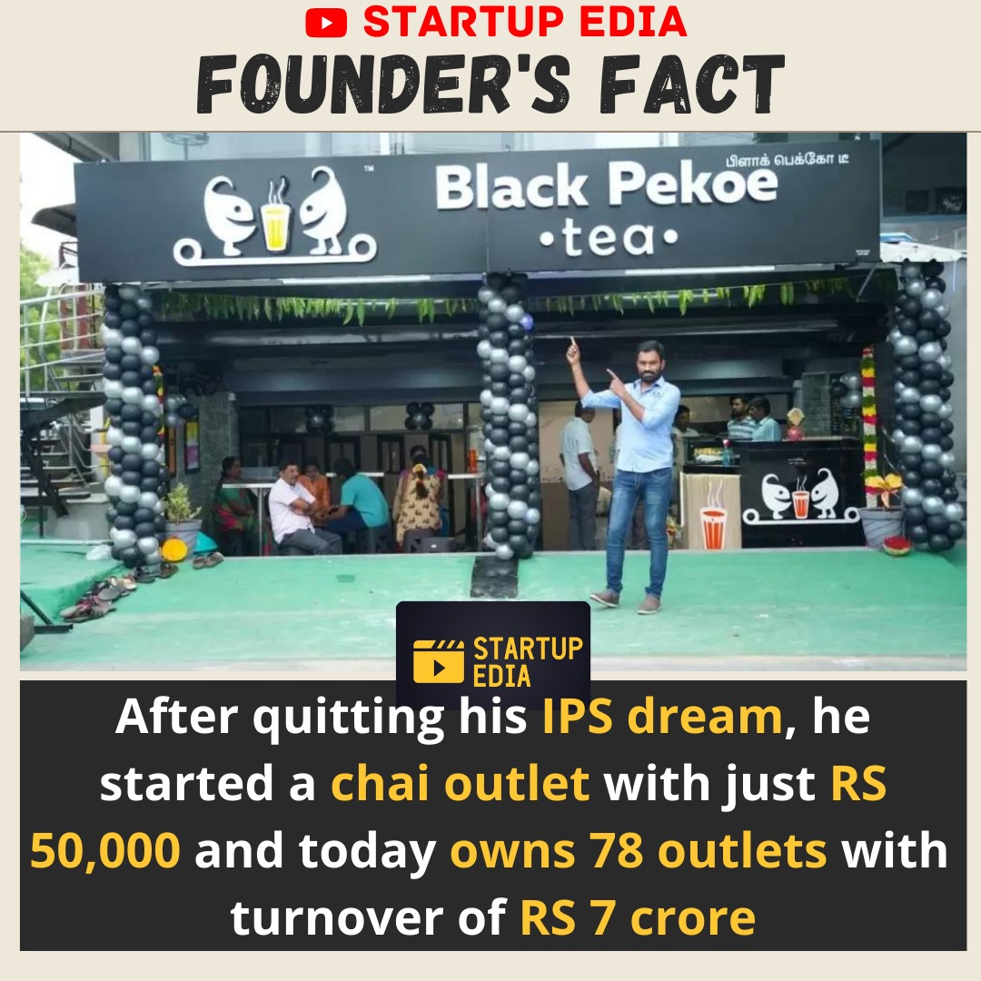 STARTUPEDI's tweet photo. Joseph Rajesh, the founder of Black Pekoe and Tea Boy chai outlets, set up his first tea shop at a mall in Chennai with Rs 50,000.
#teacafe #cafe #tea #chailover #chaisutaabar #cafechain #millionaire #tamilnadu 
@JosephRajesh4 @BlackPekoeTea @startupedia https://t.co/fZb1WFjsYv