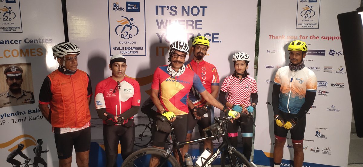 Preetam85's tweet photo. #DrCSylendrababuIPS DGP-TN @njbilimoria cycled 126 kms in 6 hours in support of @ApolloD2d- to create awareness on fitness and Paediatric cancer.
#ApolloD2D #paediatriccancer #cycling  #ApolloProton #apollohospitals  @ApolloProton https://t.co/mIcbI2hJSI