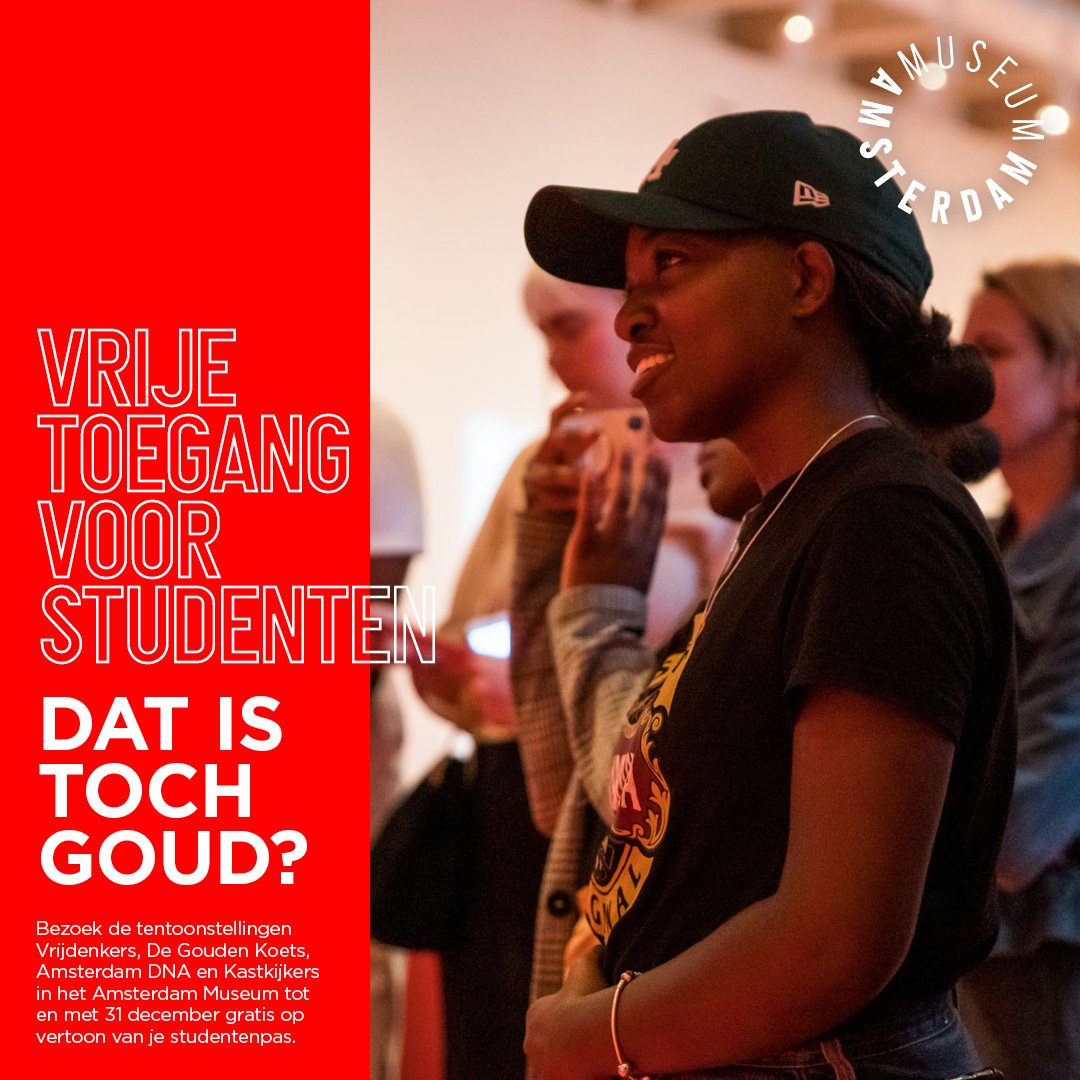 AmsterdamMuseum's tweet photo. Alle studenten van Nederland krijgen een gratis museumbezoek cadeau t/m 31 december!

Boek je gratis ticket hier: https://t.co/XNWpaOyskC

#amsterdammuseum #studenten #gratisbezoek #museum #amsterdam https://t.co/v4RUG89HCR
