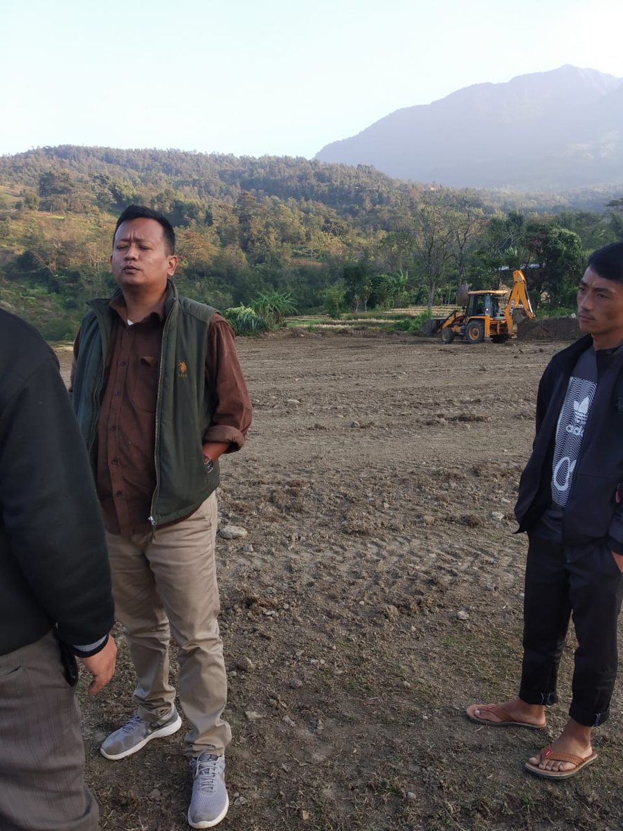 shimgurung's tweet photo. Inspecting the ground levelling work of Panikheti Ground at Irang Pt- II. I have taken up the work with the aim to improve the sports infrastructure of the area &amp; help budding sportspersons joyous moment for me to visit the site along with my team and interact with the villagers https://t.co/TBCRmv6gW6