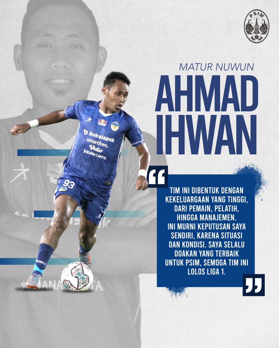 PSIMJOGJA's tweet photo. Terima kasih telah berjuang bersama Laskar Mataram. 

Semoga sukses selalu Ahmad Ihwan 💙

#LaskarMataram
#AYDK https://t.co/VWCvA4Tyyx