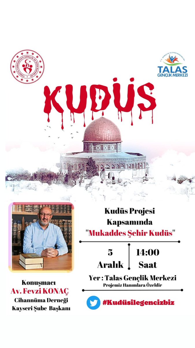 fevzikonac's tweet photo. Talas Gençlik Merkezi'mizde kızlarımızma Kudüs'ü konuşacağız...👍bekleriz...
@Cihannumader https://t.co/v4Y5t5khI9