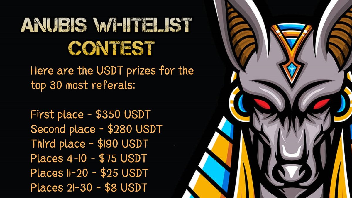 anubis_bsc's tweet photo. 🤑ANUBIS bsc whitelist contest live🤑

Just Complete 3 easy tasks, then You will not only get ANUBIS whitelist, but also have the opportunity to win rewards!

click➡https://t.co/25MKfrnjts join our contest

#Giveaway #Airdrops #MemeContest #whitelist #cryptocurrency #CryptoGems https://t.co/V8BIklN9W3
