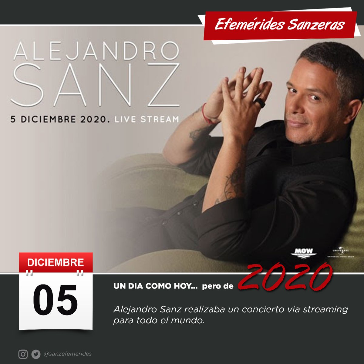 SanzEfemerides's tweet photo. #EfemeridesSanzeras 🗓
Un dia como hoy, @AlejandroSanz realizaba un concierto via streaming para todo el mundo #LiveStreamASanz ❤️
#AlejandroSanz https://t.co/Vde9mFzNqB