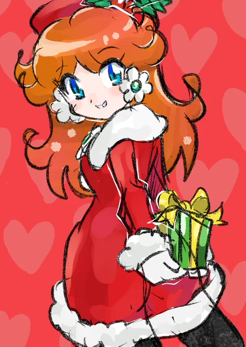 #PrincessDaisy #デイジー姫 #らくがき #SuperMario #イラスト もうすぐXmas 