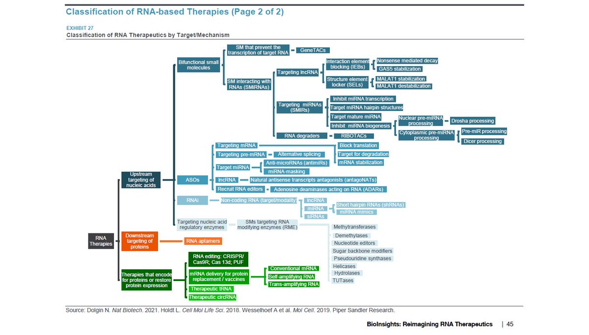 ohadhammer's tweet photo. Some of the sell side teams have been producing a lot of high quality  "deep dives" recently. Just came across Piper's RNA therapies BioInsights report. Kudos to the team there for generating such a comprehensive, data rich report incl a lot of work on private co's👏 https://t.co/DVQ8D6fmeg