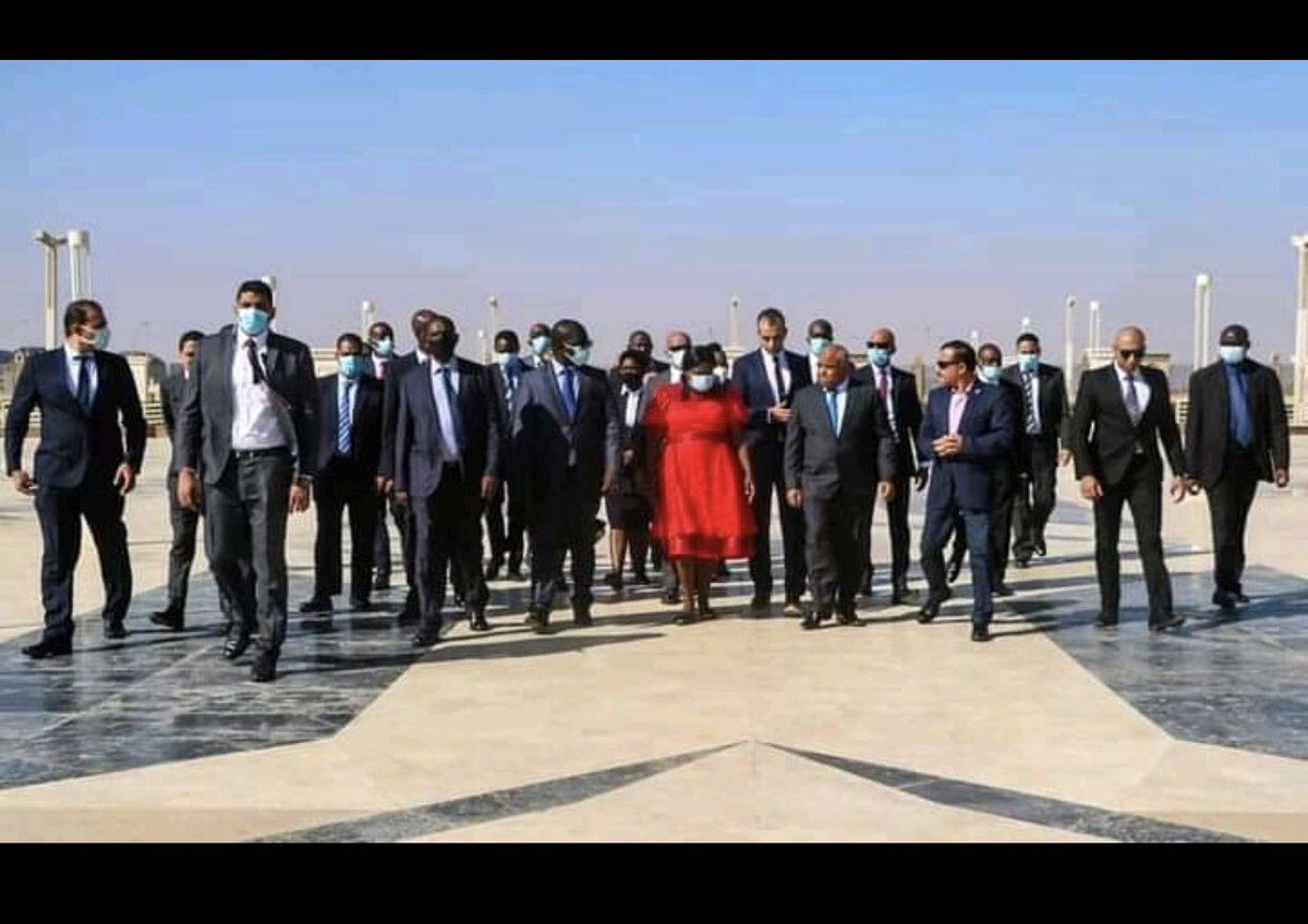 How I love this picture of Vice President Nalumango in Egypt. See the gender imbalance, except this time, all the attention is on the underrepresented gender. #Zambia