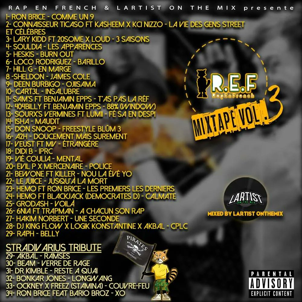 🦊Rap en French Mixtape Vol.3🥊
Mixée par <a href="/LartistOnTheMix/">Dj LartistOnTheMix aka LOTMix</a> 🎧🎶
Hostée par <a href="/konstantine1979/">Logik Konstantine</a> 🗣🎙
+une sélection BONUS en hommage à Stradivarius (paix à son âme 🕯🙏)
#rapenfrench #REFmixtape #volume3 #lartistonthemix #logikkonstantine <a href="/lareziztance/">La Reziztance</a> #stradivarius #ReposeEnPaix