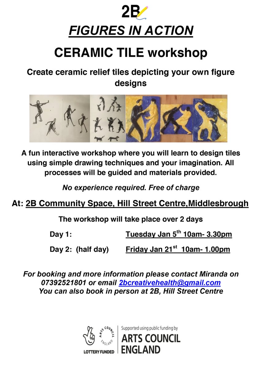 Figures in action Ceramic Workshop to be held at <a href="/2B/">2btube</a> <a href="/Hillstreet/">Hillstreet</a> January 5th and 21st 2022
<a href="/ace_north/">Ace lightning </a> as part of Meeting Between Spaces.
Also 7th December is the start of the Homeless Cafe Mural, ideas coming from poetry and stories. Want to volunteer to support get in touch.