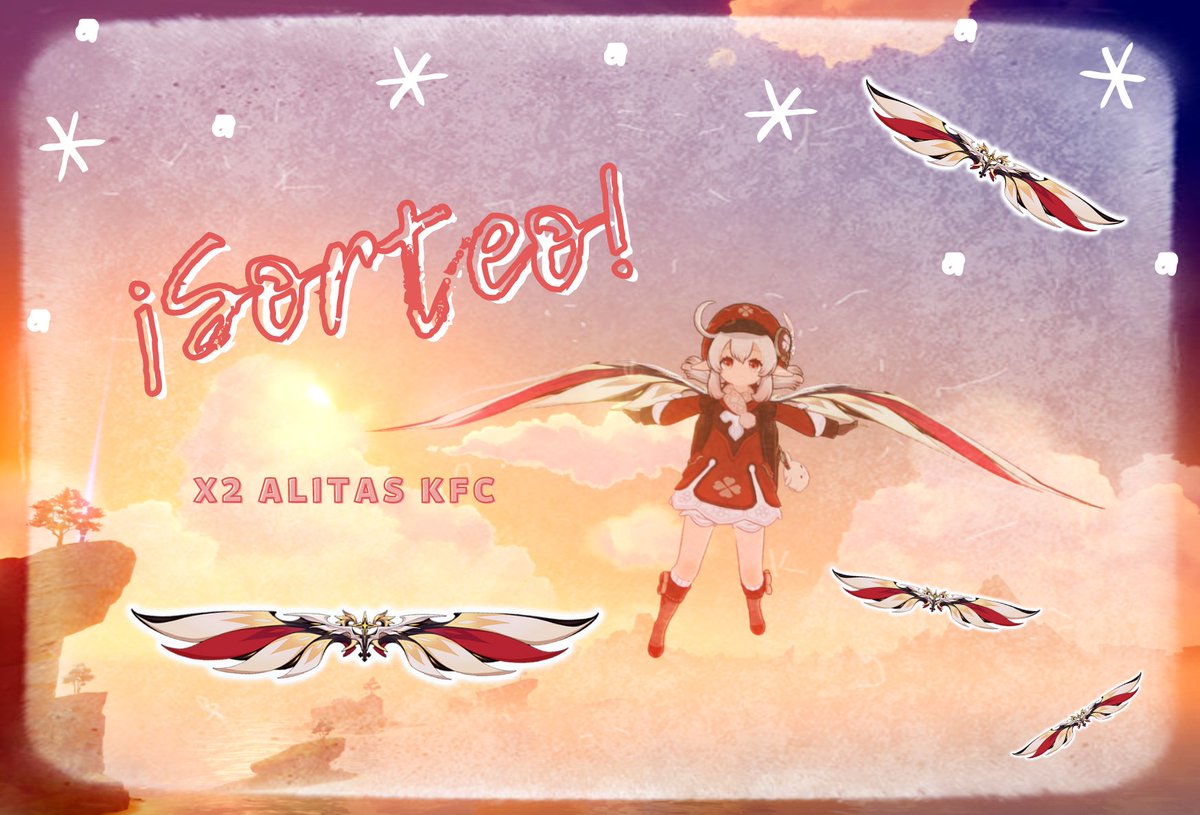 sandry_afy's tweet photo. ✨🎁 SORTEO ALITAS KFC 🎁✨

Os traigo 2 códigos de alitas para aquellos que aún no las tengáis 🥰

➡️ Follow @sandry_afy 
🔁 RT a este tweet

Habrá 2 ganadores! 💕
Mucha suerte a todos 🍀

🗓️ Participa hasta el 8 de Diciembre! 

#GenshinImpact #原神 https://t.co/0COHXiEzIi