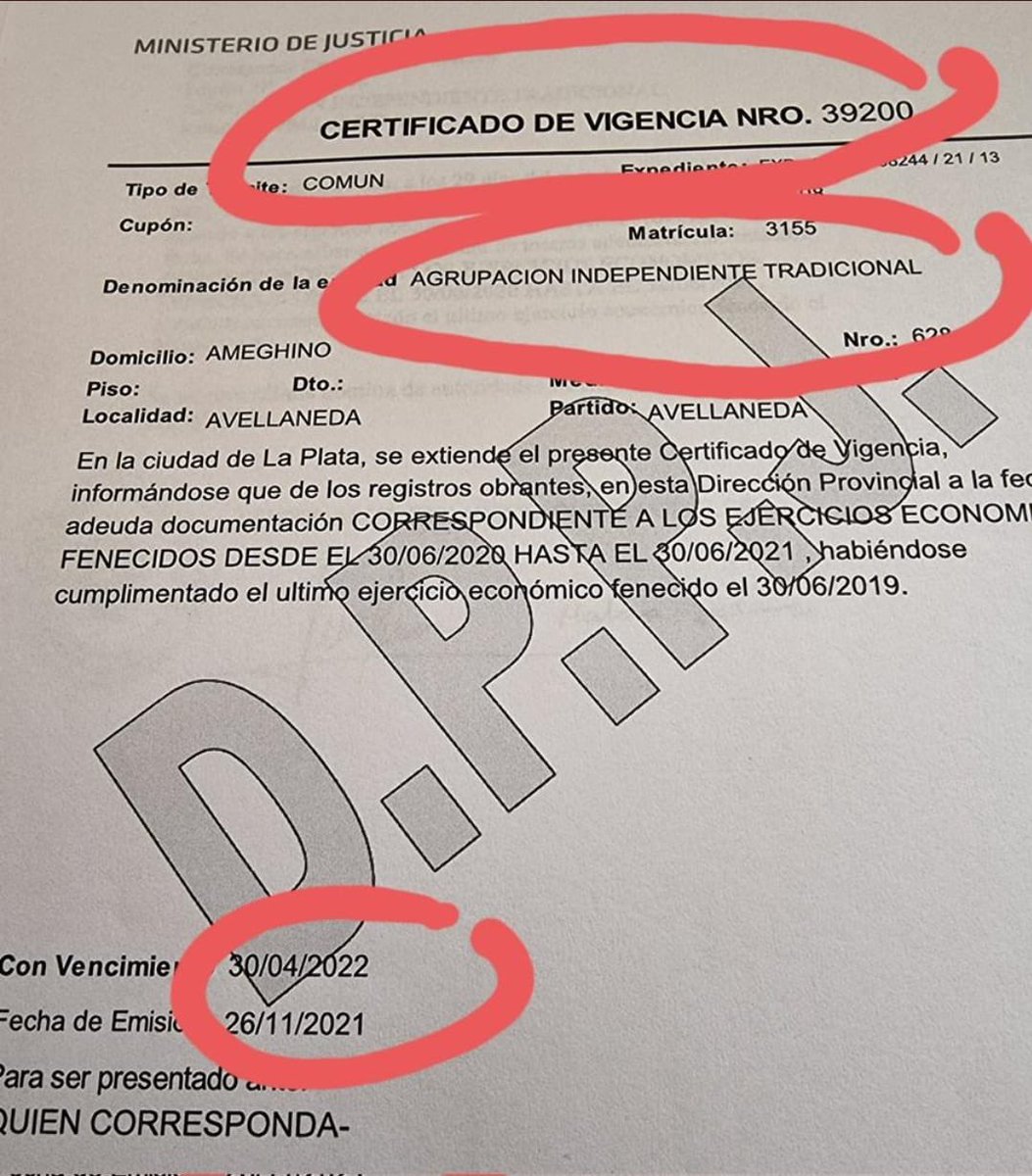 Gaston Galano (@galanogaston) on Twitter photo Si Personeria Jurídica te otorga el Certificado de Vigencia de la Agrupación, es porque estás en regla para participar de la elección
Esto es lo único requerido por el estatuto del Club <a href="/Independiente/">C. A. Independiente</a>
El resto es todo show para proscribir a una lista opositora <a href="/UnidadCAI/">Unidad Independiente</a> Si Personeria Jurídica te otorga el Certificado de Vigencia de la Agrupación, es porque estás en regla para participar de la elección
Esto es lo único requerido por el estatuto del Club <a href="/Independiente/">C. A. Independiente</a>
El resto es todo show para proscribir a una lista opositora <a href="/UnidadCAI/">Unidad Independiente</a>