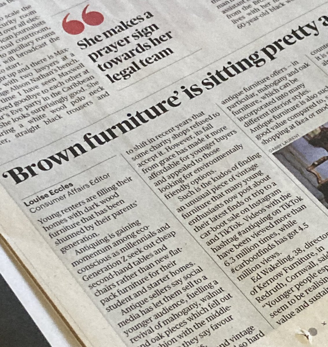 Piece in the @thesundaytimes today emphasising the sustainable credentials of antique furniture and a growing interest from ‘green’ younger buyers. 

Proud to have spent decades recycling millions of objects! 

<a href="/Antiques_Green/">Antiques are Green</a>
#sustainability