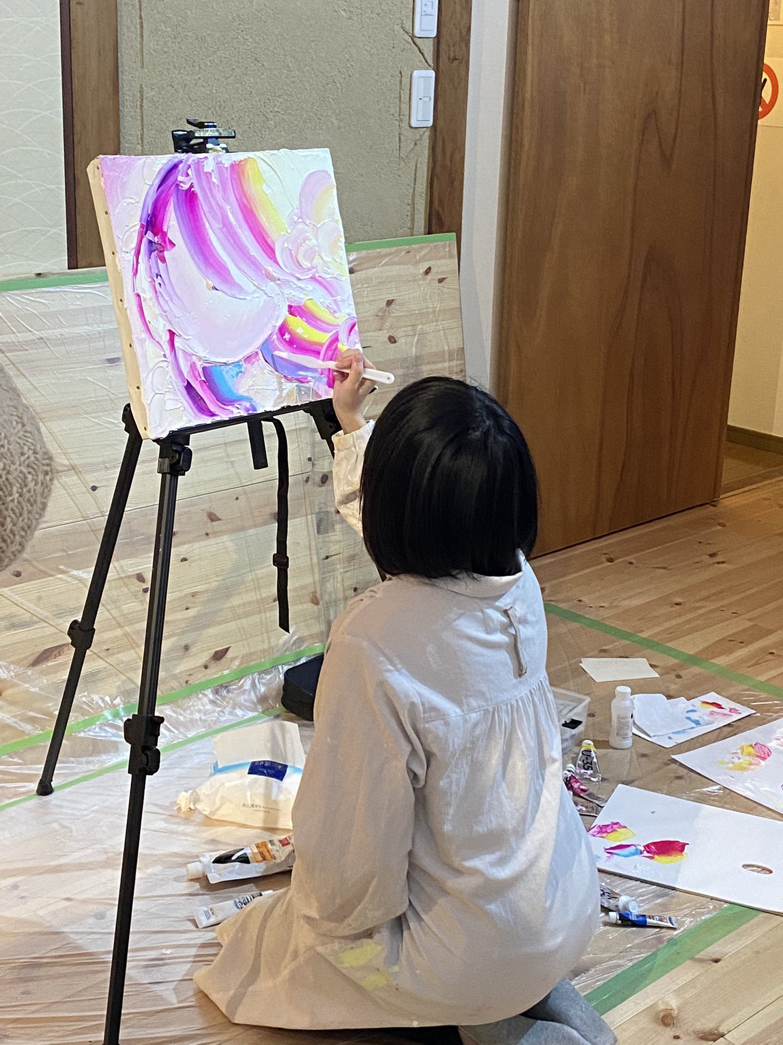 【原画】小田望楓 「受け取ってくれる？」20cm×20cm原画 COA 証明書付 原画】小田望楓 「受け取ってくれる？」20cm×20cm原画 COA 証明