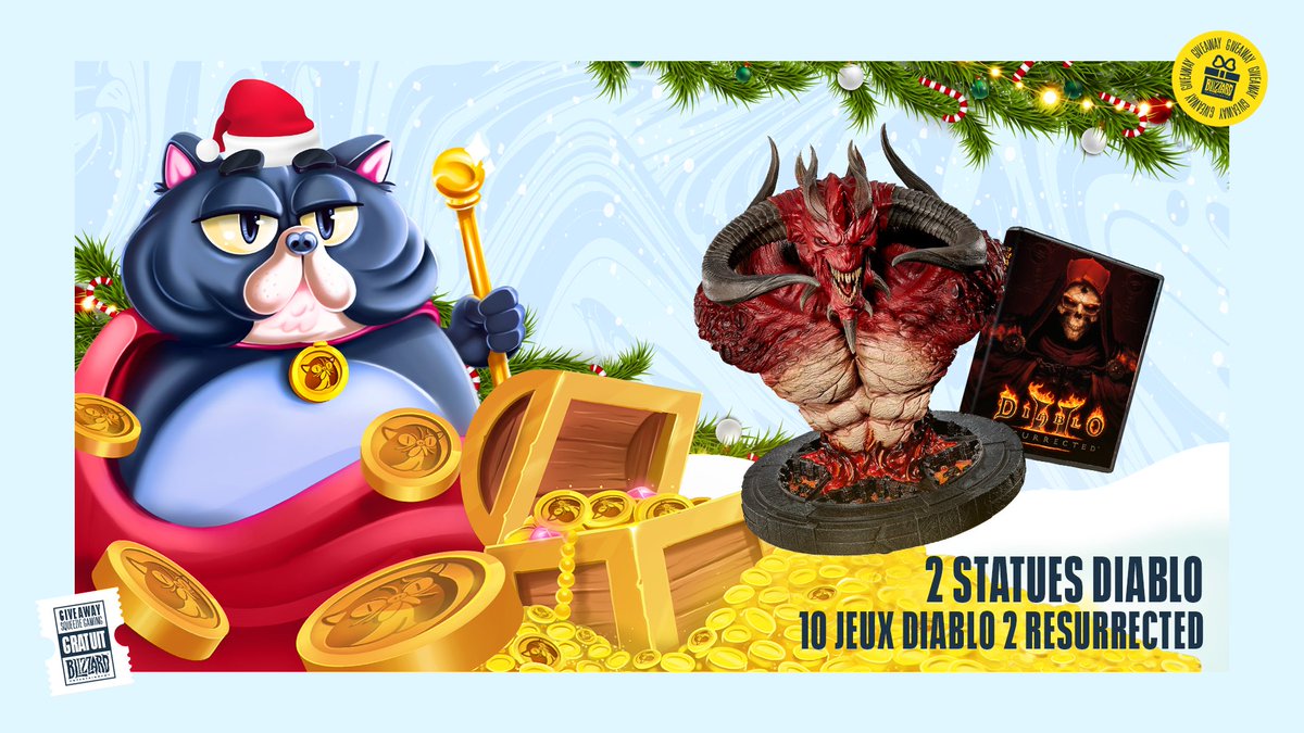 SqueezieTV's tweet image. Les serviteurs des enfers sont d'humeur festive… 😈
Cette fois, 10 d'entre vous gagneront le jeu #Diablo2Resurrected, dont 2 avec une statue en plus !

Pour participer :
🔁 #RT le tweet
⏩ Follow @SqueezieTV
💬 Commente #NoelDeJumbo

TAS et prochains cadeaux le 08/12 🍀