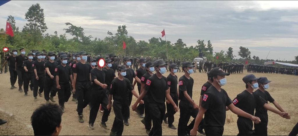 spring_2021's tweet photo. Kani People's Defense Force (B21) held a parade in Kani Township, Yinmarpin District, Sagaing Region today.

#HelpMyanmarIDPs
#Dec5Coup 
#WhatsHappeningInMyanmar https://t.co/aTKjew6XJt
